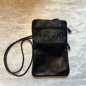 Vintage Black Leather Crossbody Bag